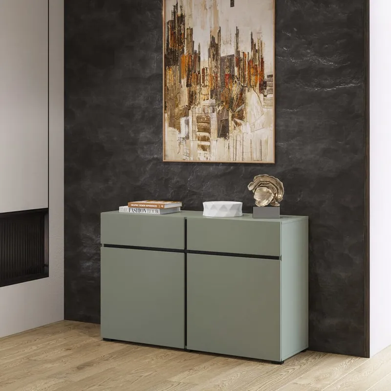 Senkki Cross 2 ovea ja 2 laatikkoa - Vihreä - Musta - Säilytys - Säilytyskalusteet - Senkki