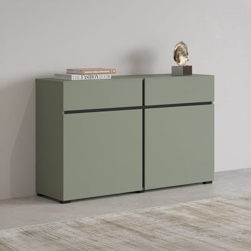 Senkki Cross 2 ovea ja 2 laatikkoa - Vihreä - Musta - Säilytys - Säilytyskalusteet - Senkki