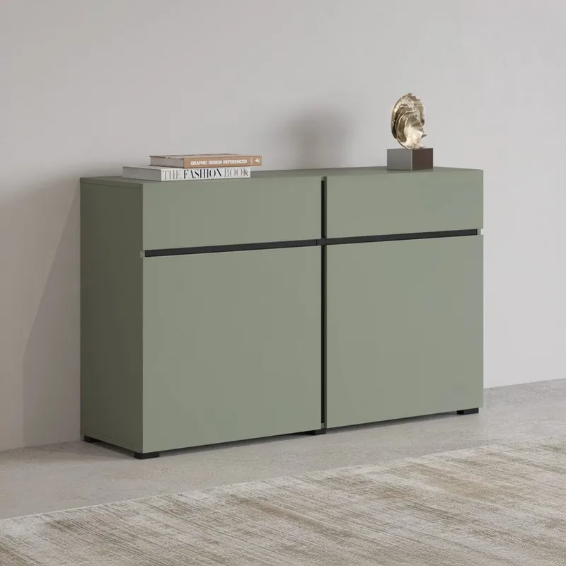 Senkki Cross 2 ovea ja 2 laatikkoa - Vihreä - Musta - Säilytys - Säilytyskalusteet - Senkki