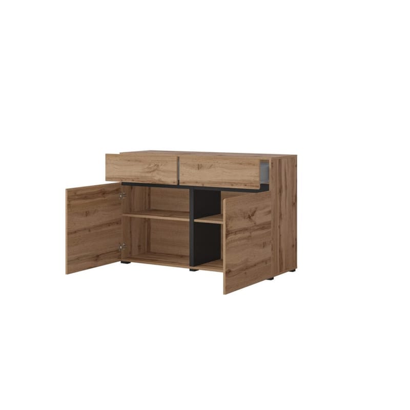 Senkki Cross 2 ovea ja 2 laatikkoa - Wotan tammi - musta - Säilytys - Säilytyskalusteet - Senkki