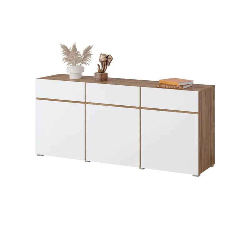 Senkki Cross 3 ovea ja 3 laatikkoa - Valkoinen - Säilytys - Säilytyskalusteet - Senkki