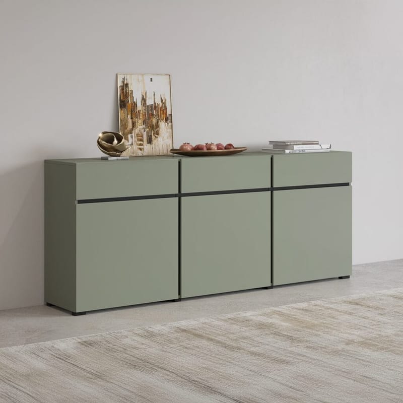 Senkki Cross 3 ovea ja 3 laatikkoa - Vihreä - Musta - Säilytys - Säilytyskalusteet - Senkki