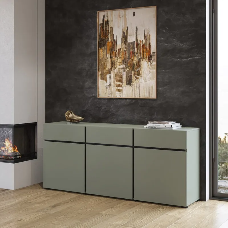 Senkki Cross 3 ovea ja 3 laatikkoa - Vihreä - Musta - Säilytys - Säilytyskalusteet - Senkki