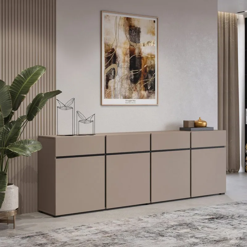 Senkki Cross 4 ovea ja 4 laatikkoa - Kongo - Musta - Säilytys - Säilytyskalusteet - Senkki