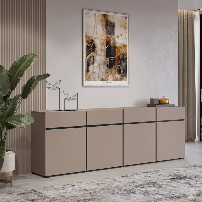 Senkki Cross 4 ovea ja 4 laatikkoa - Kongo - Musta - Säilytys - Säilytyskalusteet - Senkki