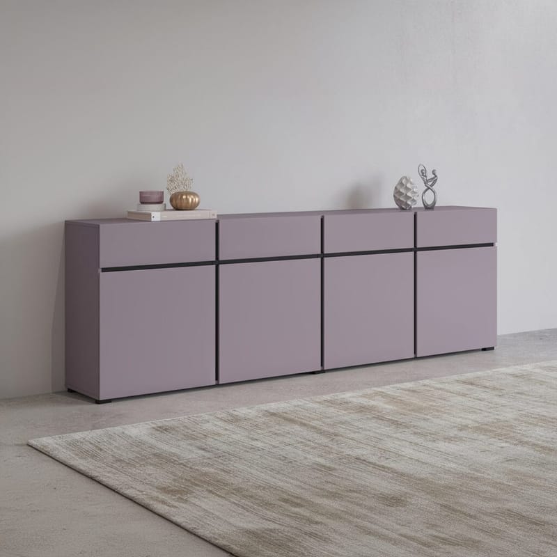 Senkki Cross 4 ovea ja 4 laatikkoa - Luumunvärinen - Musta onyksi - Säilytys - Säilytyskalusteet - Senkki