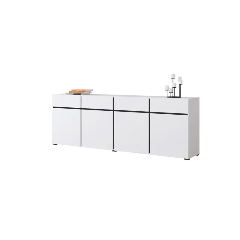 Senkki Cross 4 ovea ja 4 laatikkoa - Valkoinen - Musta - Säilytys - Säilytyskalusteet - Senkki