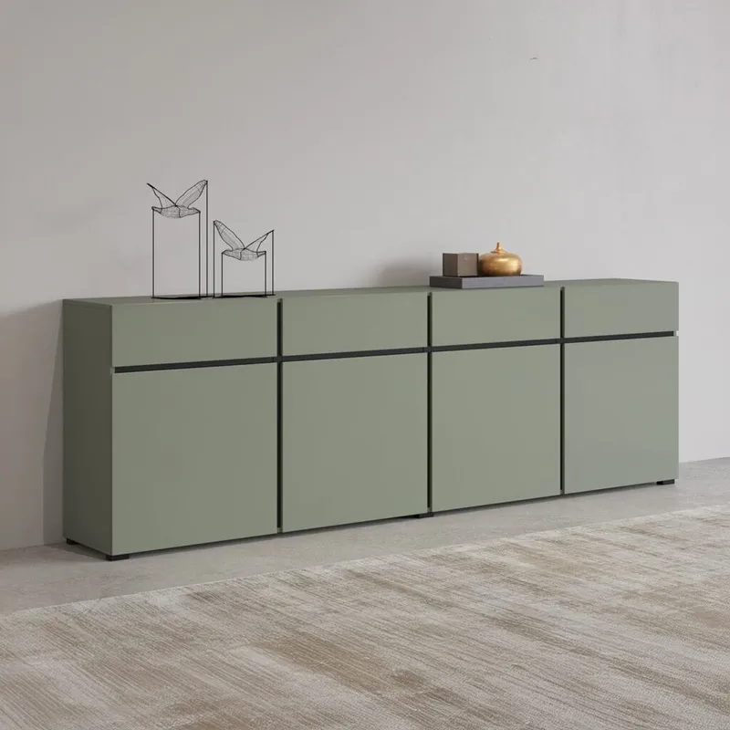 Senkki Cross 4 ovea ja 4 laatikkoa - Vihreä - Musta - Säilytys - Säilytyskalusteet - Senkki