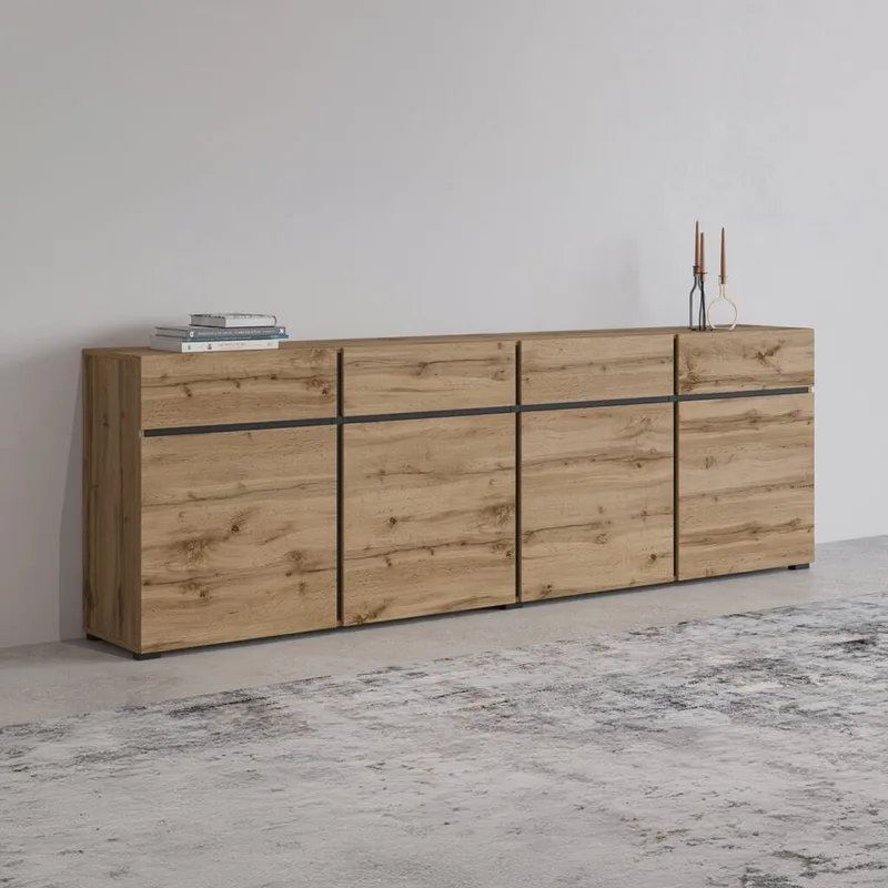 Senkki Cross 4 ovea ja 4 laatikkoa - Wotan Tammik - Musta - Säilytys - Säilytyskalusteet - Senkki