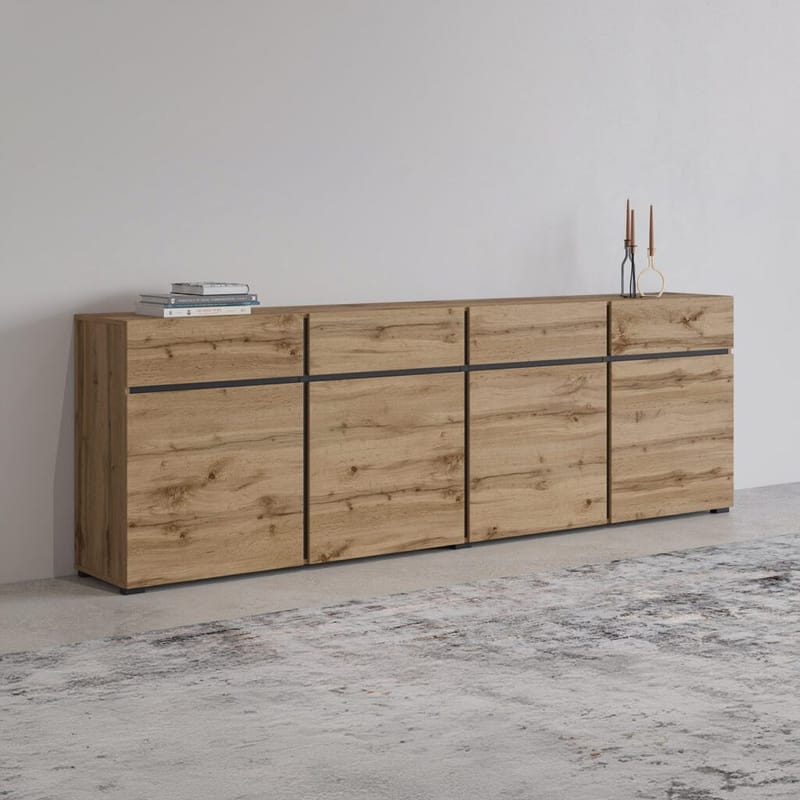 Senkki Cross 4 ovea ja 4 laatikkoa - Wotan Tammik - Musta - Säilytys - Säilytyskalusteet - Senkki