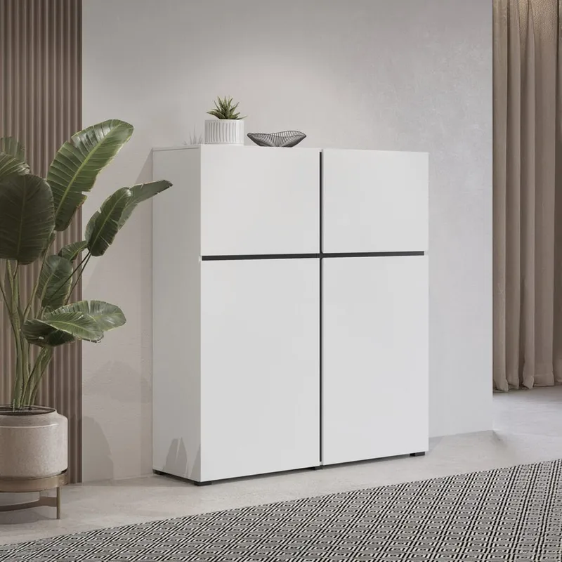 Senkki Cross 4 ovea - Valkoinen - Musta - Säilytys - Säilytyskalusteet - Senkki