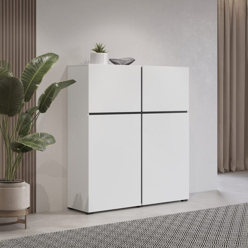 Senkki Cross 4 ovea - Valkoinen - Musta - Säilytys - Säilytyskalusteet - Senkki