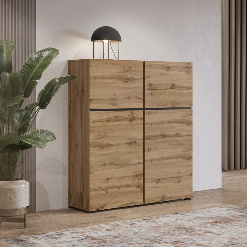 Senkki Cross 4 ovea - Wotan tammi - musta - Säilytys - Säilytyskalusteet - Senkki