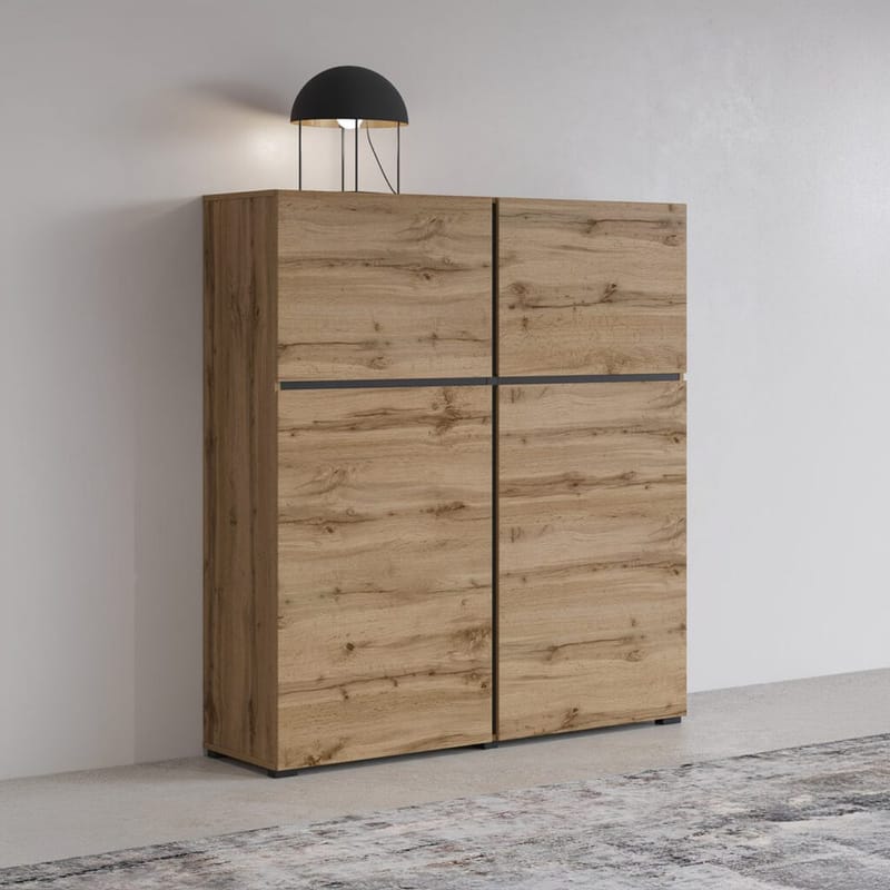 Senkki Cross 4 ovea - Wotan tammi - musta - Säilytys - Säilytyskalusteet - Senkki