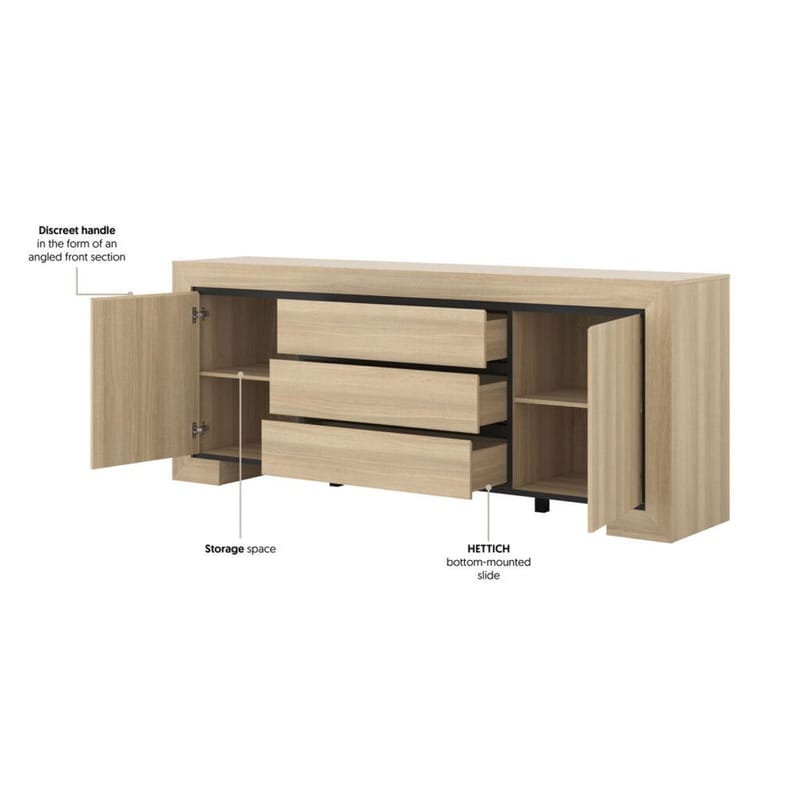 Senkki Cuba II 2 ovea ja 3 laatikkoa - Säilytys - Säilytyskalusteet - Senkki