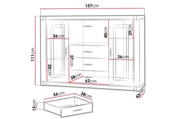 Senkki Dallas 157x43,5x111 cm - Säilytys - Säilytyskalusteet - Senkki