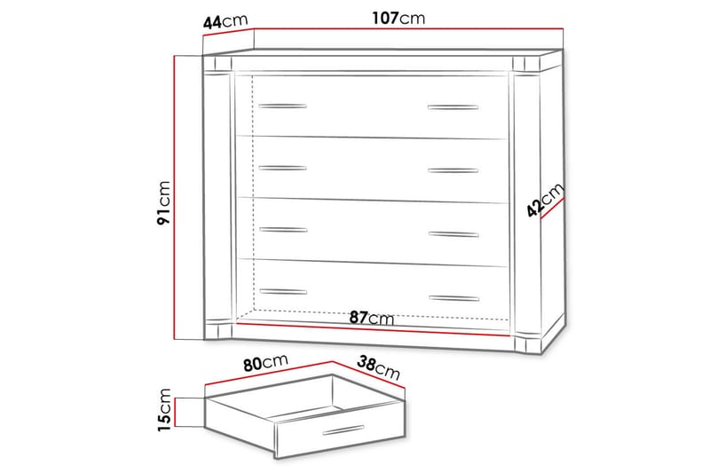 Dallas Senkki 107x43,5x91 cm - Säilytys - Säilytyskalusteet - Senkki