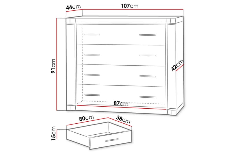Dallas Senkki 107x43,5x91 cm - Säilytys - Säilytyskalusteet - Senkki