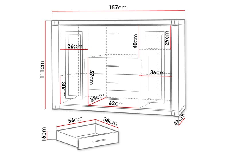 Dallas Senkki 157x43,5x111 cm - Senkki