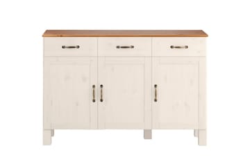 Senkki ja lipasto Loft24 Senkki Alby 125x38x85 cm, valkoinen/hunaja Vit,Natur - Säilytys - Säilytyskalusteet - Senkki