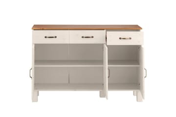 Senkki ja lipasto Loft24 Senkki Alby 125x38x85 cm, valkoinen/hunaja Vit,Natur - Säilytys - Säilytyskalusteet - Senkki