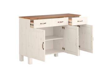 Senkki ja lipasto Loft24 Senkki Alby 125x38x85 cm, valkoinen/hunaja Vit,Natur - Säilytys - Säilytyskalusteet - Senkki