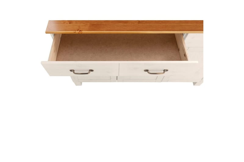 Senkki ja lipasto Loft24 Senkki Alby 125x38x85 cm, valkoinen/hunaja Vit,Natur - Säilytys - Säilytyskalusteet - Senkki