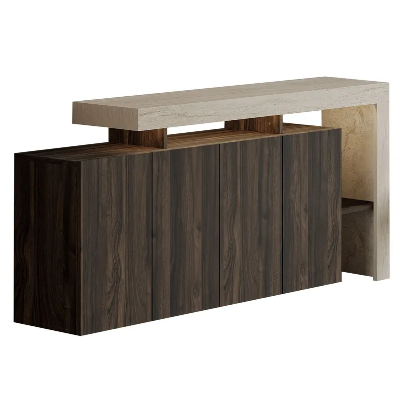 Jurukovo konsolipöytä 170x80x35 cm, Travertine ja pähkinäpuu