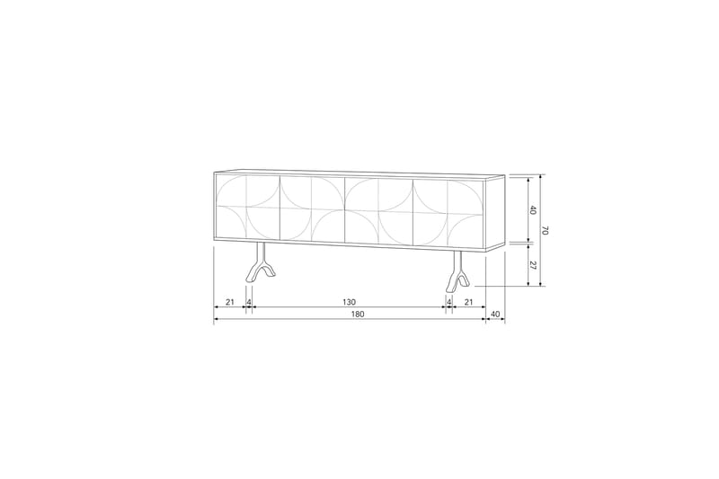 Kaappi Pinky 180 cm - Pähkinä - Senkki