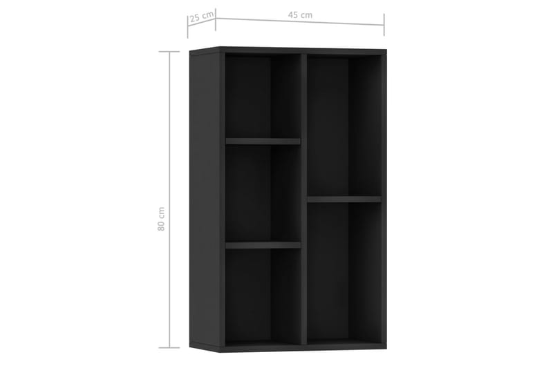 Kirjahylly/senkki musta 45x25x80 cm lastulevy - Musta - Säilytys - Säilytyskalusteet - Senkki