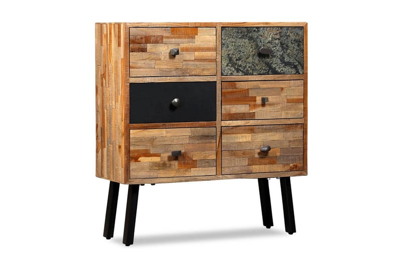 Lipasto 6 vetolaatikolla kierrätetty tiikki 70x30x76 cm - Ruskea - Säilytys - Säilytyskalusteet - Senkki