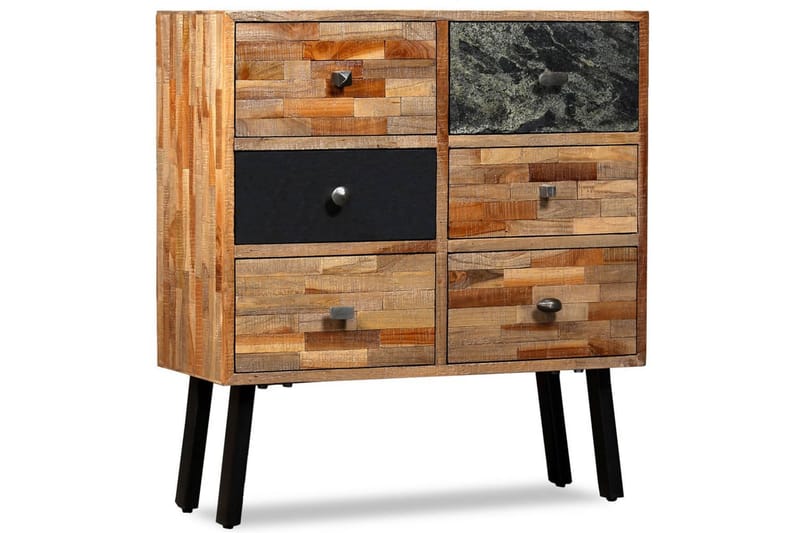 Lipasto 6 vetolaatikolla kierrätetty tiikki 70x30x76 cm - Ruskea - Säilytys - Säilytyskalusteet - Senkki