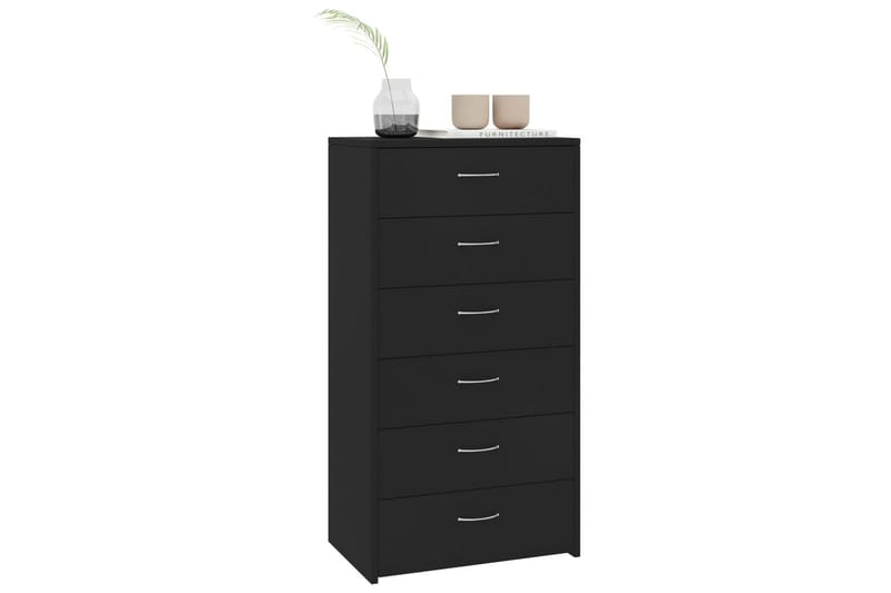 Lipasto 6 vetolaatikolla musta 50x34x96 cm lastulevy - Musta - Säilytys - Säilytyskalusteet - Senkki