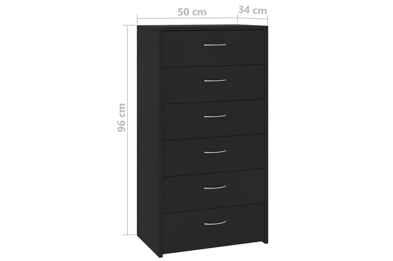 Lipasto 6 vetolaatikolla musta 50x34x96 cm lastulevy - Musta - Säilytys - Säilytyskalusteet - Senkki