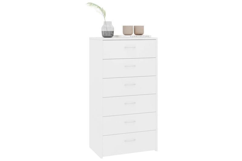 Lipasto 6 vetolaatikolla valkoinen 50x34x96 cm lastulevy - Valkoinen - Säilytys - Säilytyskalusteet - Senkki