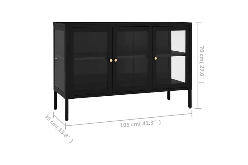 Senkki musta 105x35x70 cm teräs ja lasi - Musta - Säilytys - Säilytyskalusteet - Senkki