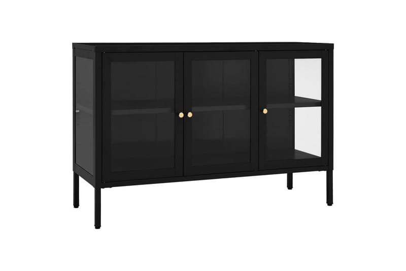 Senkki musta 105x35x70 cm teräs ja lasi - Musta - Säilytys - Säilytyskalusteet - Senkki