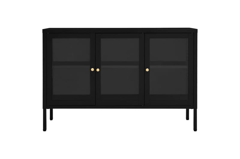 Senkki musta 105x35x70 cm teräs ja lasi - Musta - Säilytys - Säilytyskalusteet - Senkki