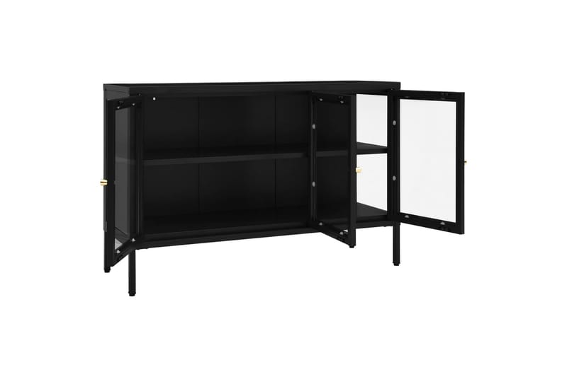 Senkki musta 105x35x70 cm teräs ja lasi - Musta - Säilytys - Säilytyskalusteet - Senkki