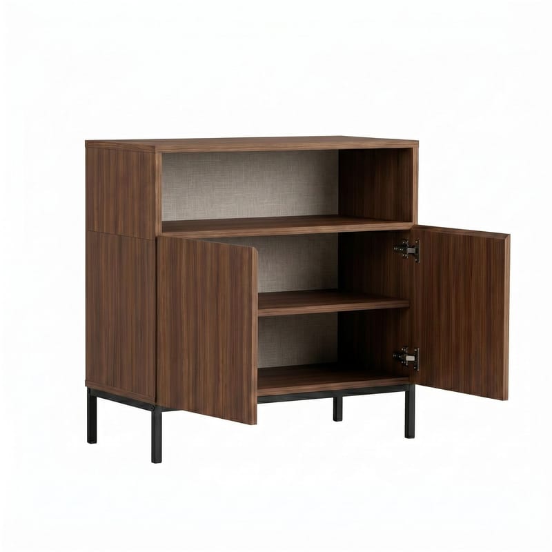 Senkki Nordure Palmer (80 x 80 x 40 cm) Milano pähkinä musta - Milano Walnut ja musta - Säilytys - Säilytyskalusteet - Senkki