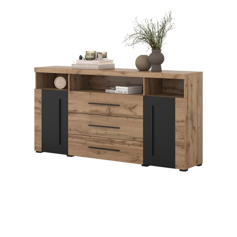 Senkki Roger 2 Ovea ja 3 Laatikkkoa - Wotan tammi, 182 cm - Säilytys - Säilytyskalusteet - Senkki