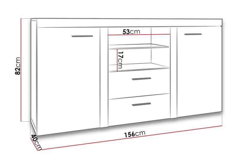 Rumba Senkki 157x40x81 cm - Valkoinen - Senkki