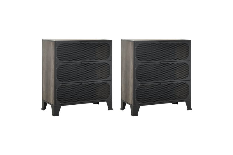 Säilytyskaapit 2 kpl harmaa 72x36x82 cm metalli ja MDF - Harmaa - Säilytys - Säilytyskalusteet - Senkki