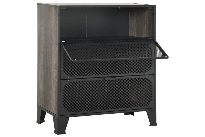 Säilytyskaapit 2 kpl harmaa 72x36x82 cm metalli ja MDF - Harmaa - Säilytys - Säilytyskalusteet - Senkki