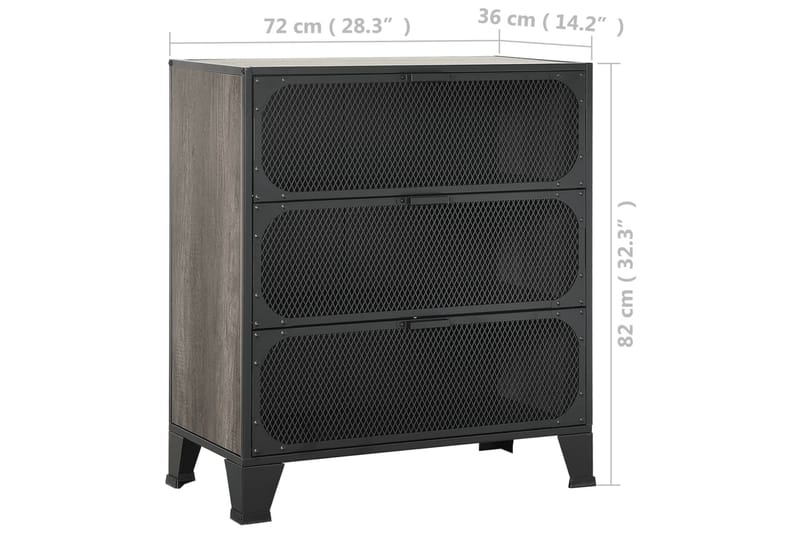 Säilytyskaapit 2 kpl harmaa 72x36x82 cm metalli ja MDF - Harmaa - Säilytys - Säilytyskalusteet - Senkki