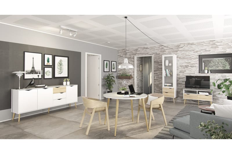 Senkki & lipasto Hostafranc-senkki 40x196 cm Luonnonväri, valkoinen - Säilytys - Säilytyskalusteet - Senkki