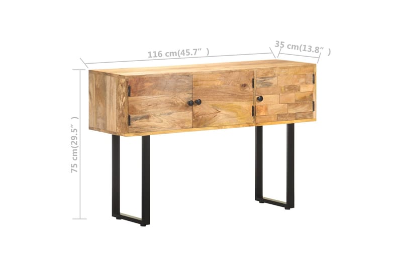 Senkki 116x35x75 cm täysi mangopuu - Säilytys - Säilytyskalusteet - Senkki