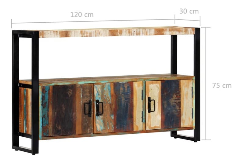 Senkki 120x30x75 cm täysi kierrätetty puu - Ruskea - Säilytys - Säilytyskalusteet - Senkki