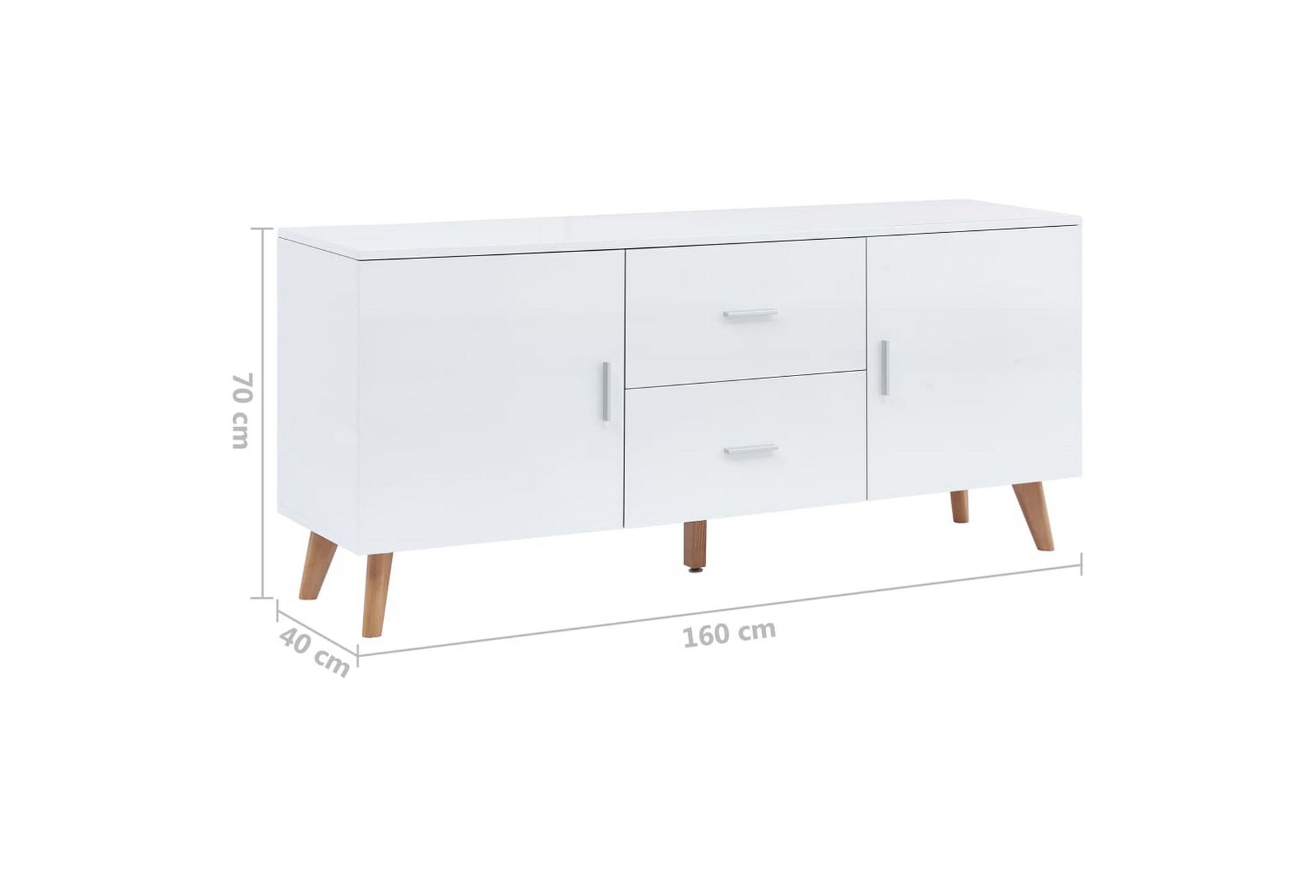 Senkki 160x40x70 cm MDF valkoinen - Valkoinen - Säilytys - Säilytyskalusteet - Senkki