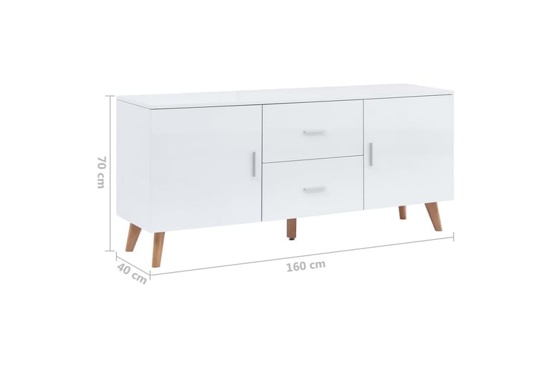 Senkki 160x40x70 cm MDF valkoinen - Valkoinen - Säilytys - Säilytyskalusteet - Senkki